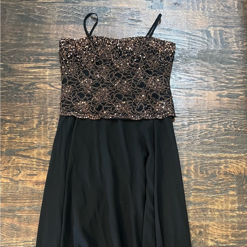 Karen Miller Black Embellished A-Line Maxi Dress